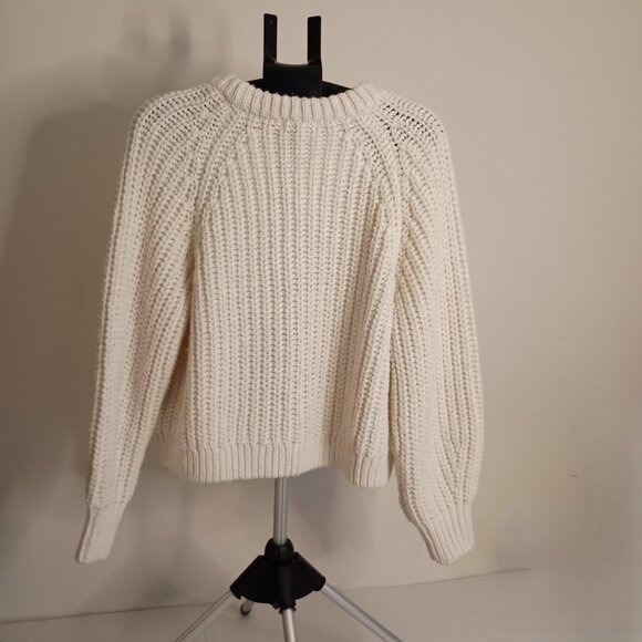 H&M Cream Chunky Knit Cropped Cardigan Sweater Women’s L Cozy Cottagecore - Picture 8 of 16